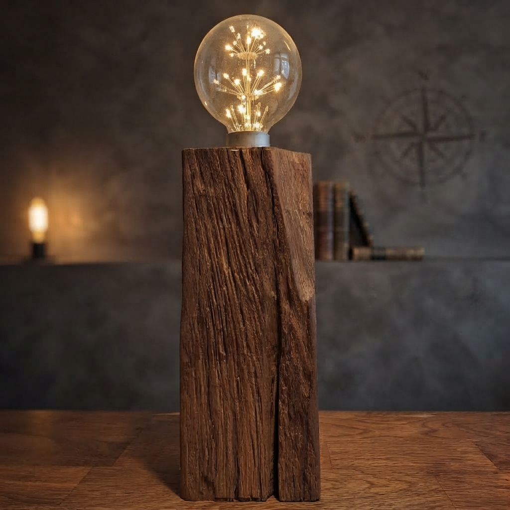 Rustikale Lampe aus Eiche